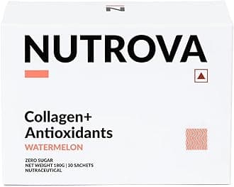 NUTROVA Collagen+ Antioxidants | Marine Collagen Supplements Powder for Men & Women | Improves Skin Hydration, Reduces Damage | Skin, Hair & Nails | Zero Sugar - Watermelon | 30 Servings