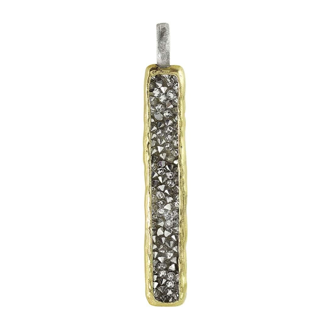 Wax Poetic Kristal Clear Swarovski Crystal Brass Rectangle Column Elevation Pendant