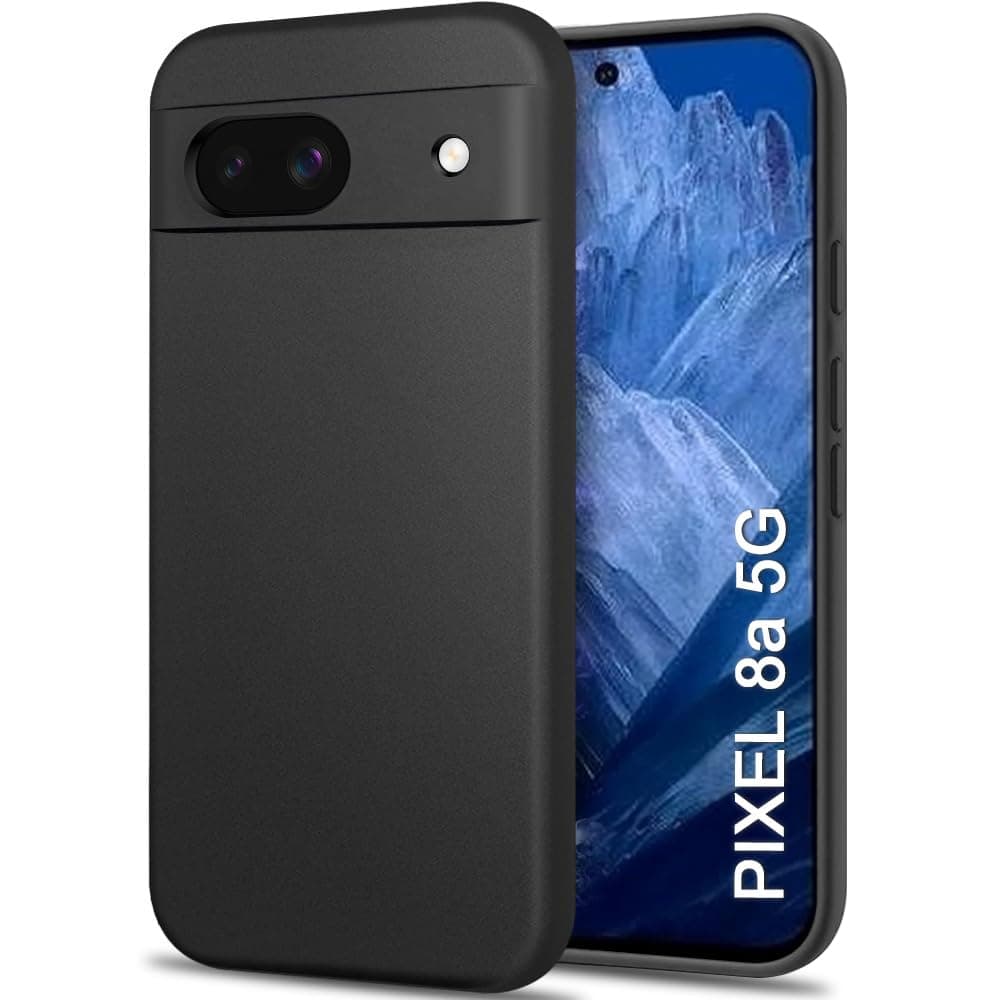 TheGiftKart Sleek Back Cover Case for Google Pixel 8A | Slim Fit Protective Design | Ultra Matte Finish | Camera Protection Bump | Soft Silicon Back Cover Case for Google Pixel 8A (Silicone, Black)