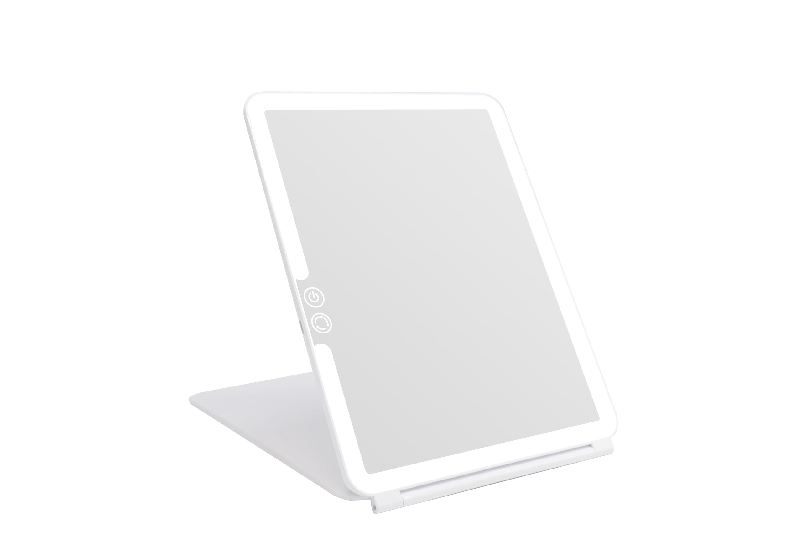 deweisn Folding Lighted Makeup Mirror with 72 LEDs 3 Colors Light Modes USB Rechargable 1800mA Batteries Portable Ultra Thin Compact Vanity Mirror Dimmable Travel Mirror