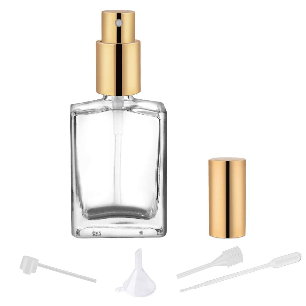 Hydior perfume atomizer, small empty refillable perfume spray bottles, clear travel cologne bottle with gold sprayer- 1oz/30ml