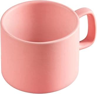 Coffee Mug 11 oz Tea Cup with Flat-Bottom Warming Coffee Milk for Office and Homeï¼Ë†Pink1ï¼â€°