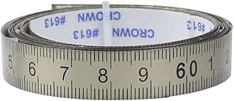 Self Adhesive Metric Scale Ruler POWERTOOL Stainless Steel Miter Tape Measure for T-Track Router Table Saw Woodworking Tool (Silver,Right to Left 0-5M)