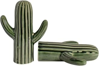 Salt Pepper Set for Dining Table & Kitchen | Ceramic Salt and Pepper Shakers, Salt Pepper Dispenser, Container, Sprinkler | Home | Cafe | Office - 60 ML (Cactus)