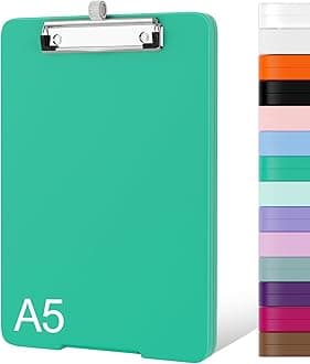 Piasoenc Small Clipboard with Storage, A5 Organization Box with Pen Holder, Plastic Clipboard with Low Profile Clip for Nurses, Teachers, Lawers, Green