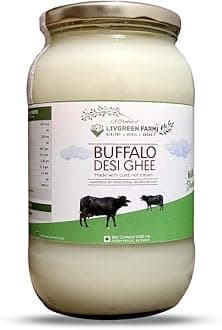 LivGreen Farm Buffalo Bilona Ghee Made by Traditional Bilona Method -Rich Taste & Aroma (1000 mL)