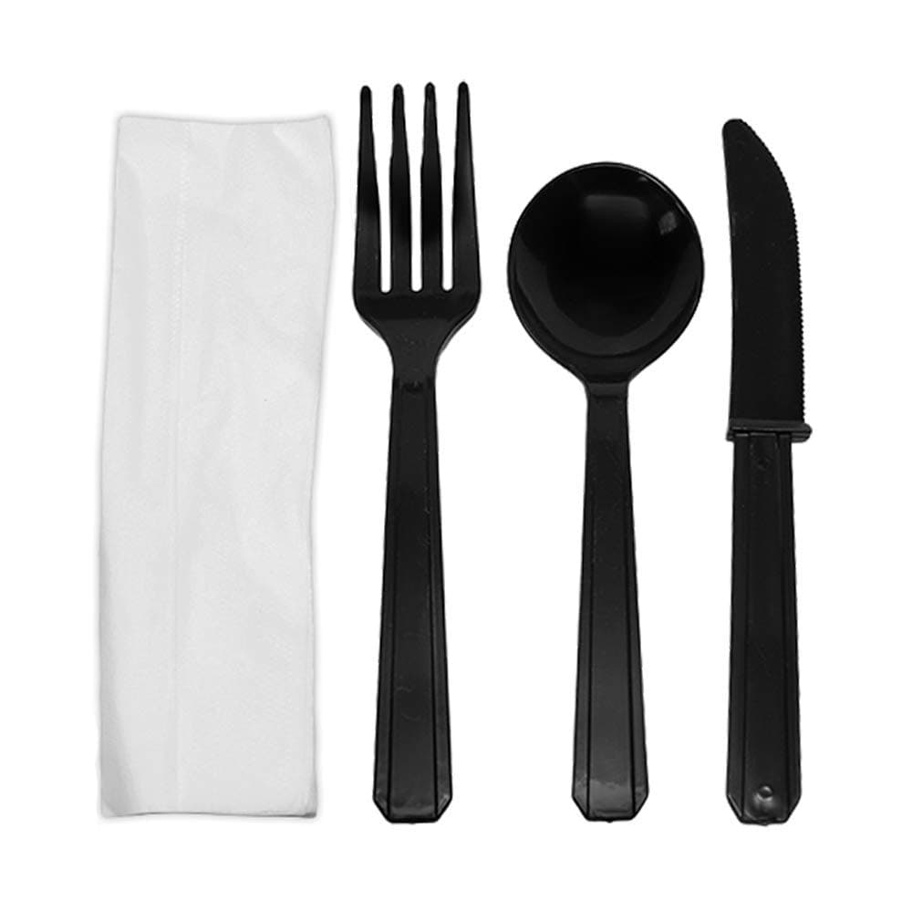 Karat PS Heavy Weight Black Cutlery Kits
