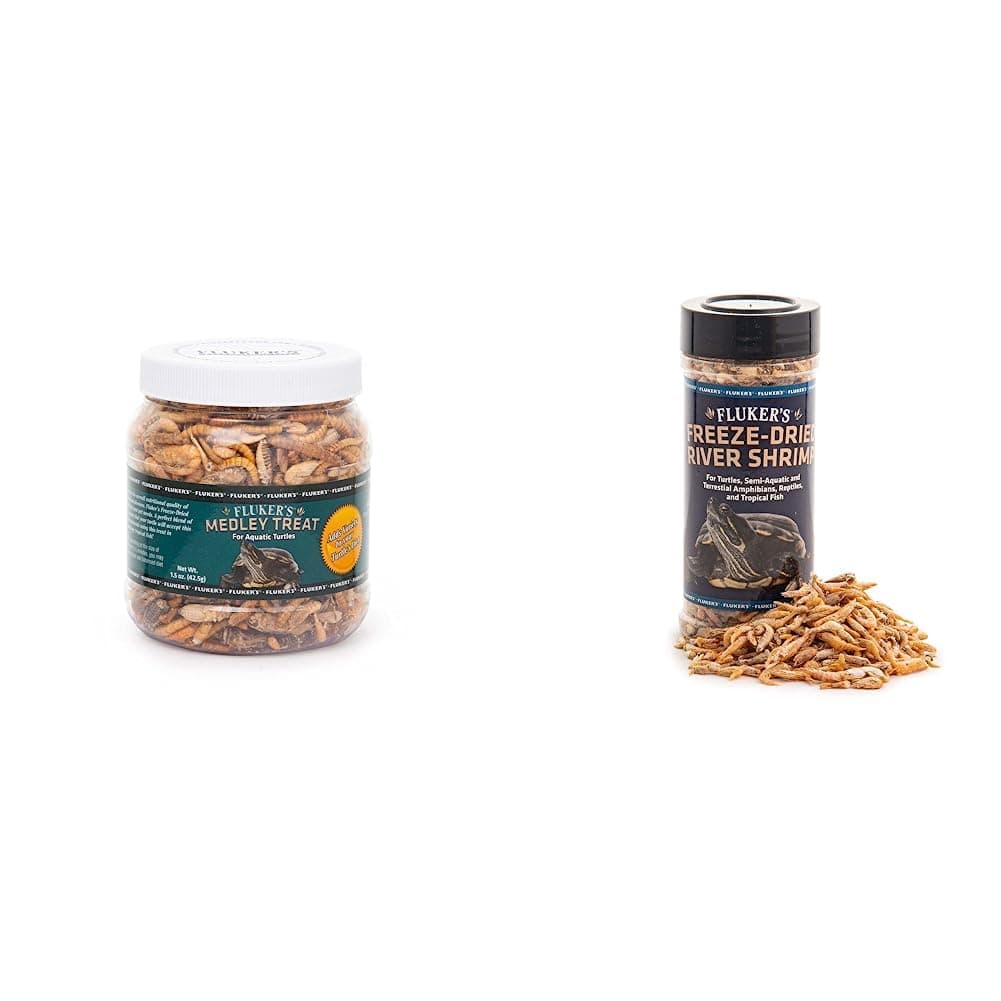 Fluker's Labs Aquatic Turtle Food Bundle (1.5 oz) Freeze Dried River Shrimp (1 oz)