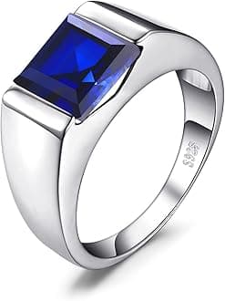 Jewelrypalace Men's Square 2-3ct Natural Smoky Quartz Created Ruby Alexandrite Sapphire Simulated Emerald Engagement Ring, 14K White Gold Plated 925 Sterling Silver Promise Rings, Gemstone Jewelry