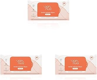 Nua Gentle Intimate Wipes | Infused with Cranberry, Cucumber and Aloe | Alcohol and Artificial-Fragrance Free | 100% Biodegradable (Pack of 3)