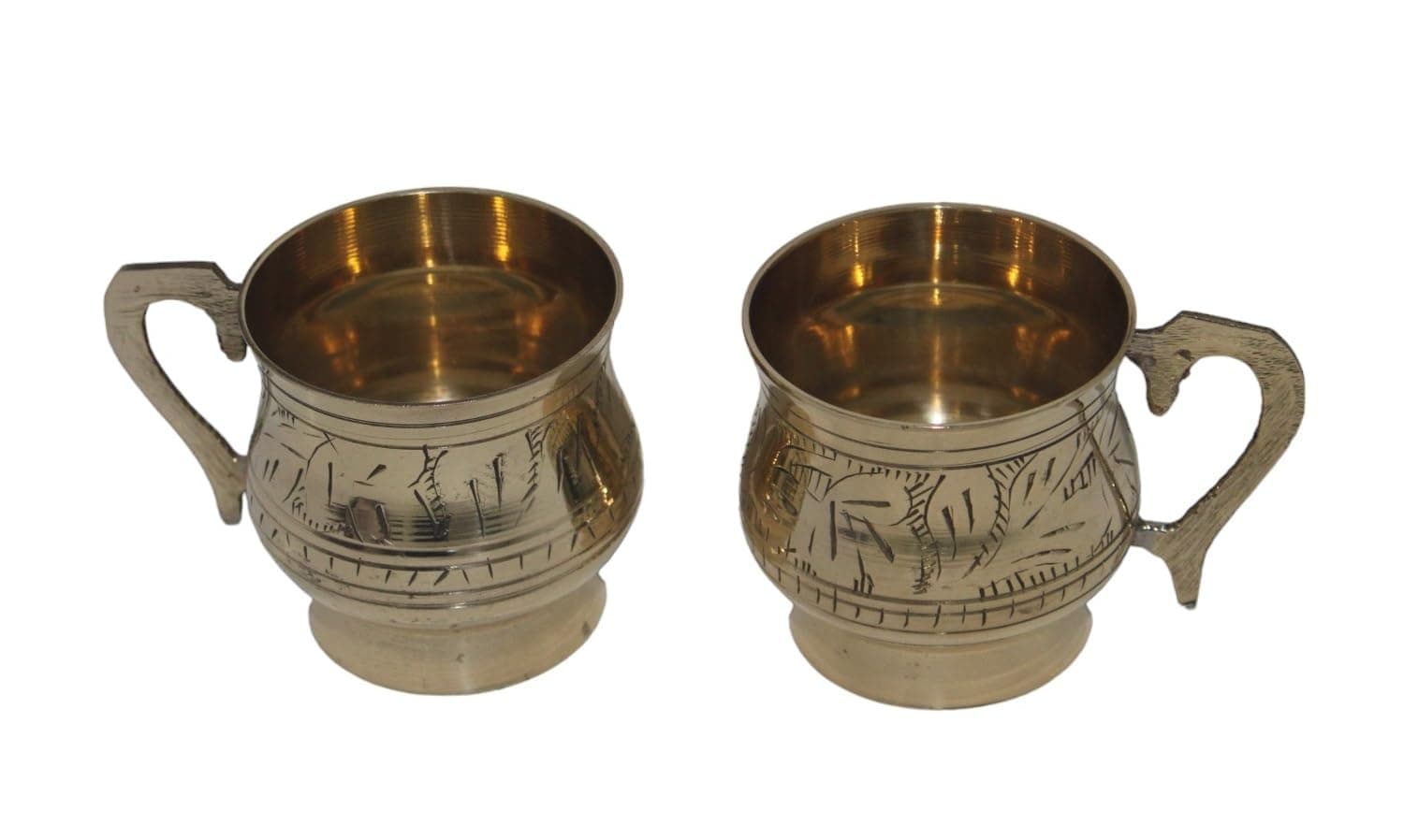 Engraved 90 ml(3 oz) Jigger Shot Glass Peg Measure Made with Brass Golden Hand Crafted Jigger Moscow Mule Mugs (Pack of 2)