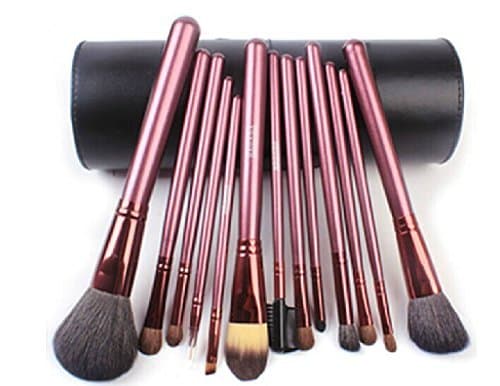 Megaga Makeup Brushes-Studio Quality Natural Cosmetic Brush Set with cup Holder Leather Case , 13 Count (Black) by Megaga Cosmetic