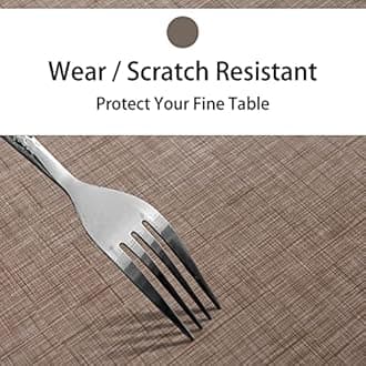 LIBERECOO Vinyl Tablecloth with Flannel Backing Linen Texture Pattern Table Cloth Stain-Resistant Table Cover for Home Dining and Outdoor (Flaxen, 60 x 102 Inch (8-10 Seats))