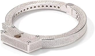 Hip Hop Diamond Handcuff Bracelet Cubic Zirconia CZ Diamond Bracelet Cuff Bangle Punk Style Bangle for Men Christmas Gift