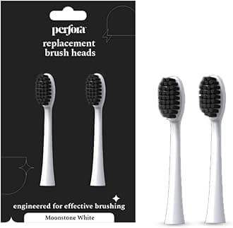 Perfora Replacement Brush Heads For Perfora Electric Toothbrush Model - 002 | Effective Brushing & Plaque Removal For Healthier Smile | Lightweight With Soft Bristles | Moonstone White | Pack of 2