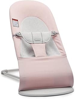 BabyBjörnBouncer Balance Soft, Light Gray Frame, Cotton/Jersey, Light Pink/Gray