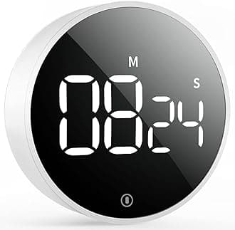 VOCOO Digital Kitchen Timer: Magnetic Countdown Countup Egg Timer with Large LED Display Adjustable Volume and Brightness, Easy to Use for Kids Elderly, Perfect for Classroom Home Work (white)