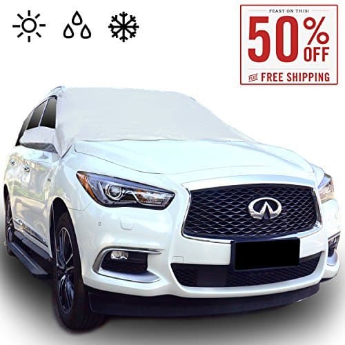 Windshield Cover Snow Ice Frost Rain Resistant, Waterproof Windproof Dustproof Outdoor Car Covers-2 Color (Silver)