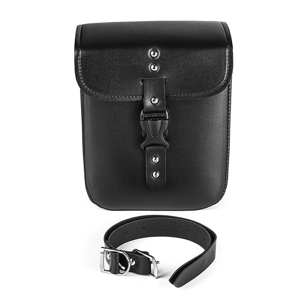 1 X Motorcycle Small Side Saddle Bag PU Leather Waterproof Motorbike Tank Bag Side Luggage Black