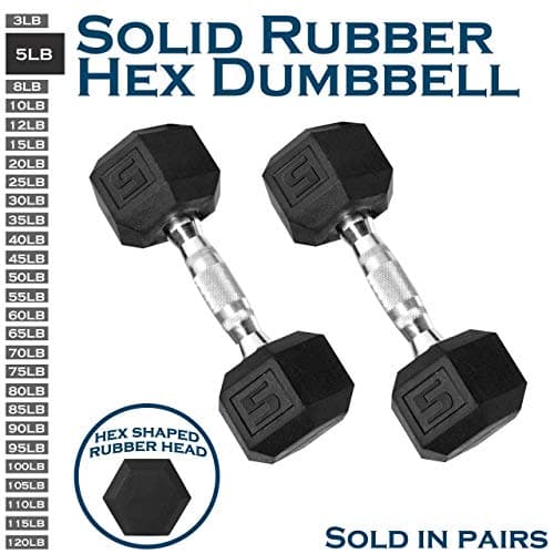 WF Athletic SupplyRubber Coated Solid Steel Cast-Iron Pair Dumbbells, Rubber Hex Dumbbells, Hex Weights Dumbbells for Muscle Toning, Full Body Workout, Home Gym Dumbbells, Pair