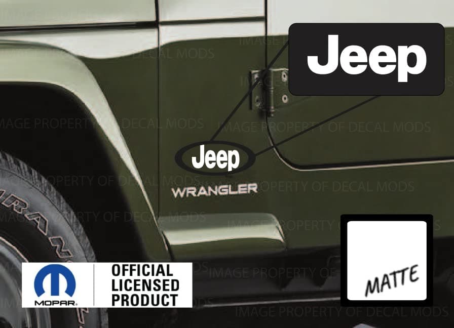 Decal Mods 97-06 TJ Fender Small Jeep Side Logo Graphic fits Jeep Wrangler TJ (1997-2006) (Set of 2) SJ3Y6 White Matte