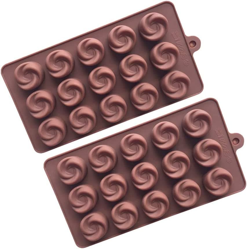 APSAMBR-Baking Molds Silicone Molds Swirl Shape 15-Hole Mold for Pralines Caramels and Ganache Maker Pack of 1