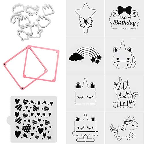 Freehawk Cookie Stencil Cakes Baking Templates Decor Novice Baking Tools Set Cake Hollow Printing Die fondant Molds for DIY Craft Wedding Birthday Party