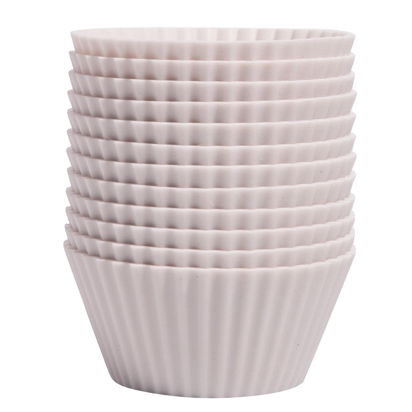 Reusable Silicone Baking Cups, Non-Toxic, BPA Free, Dishwasher Safe, Regular, Pack of 12, Designer White