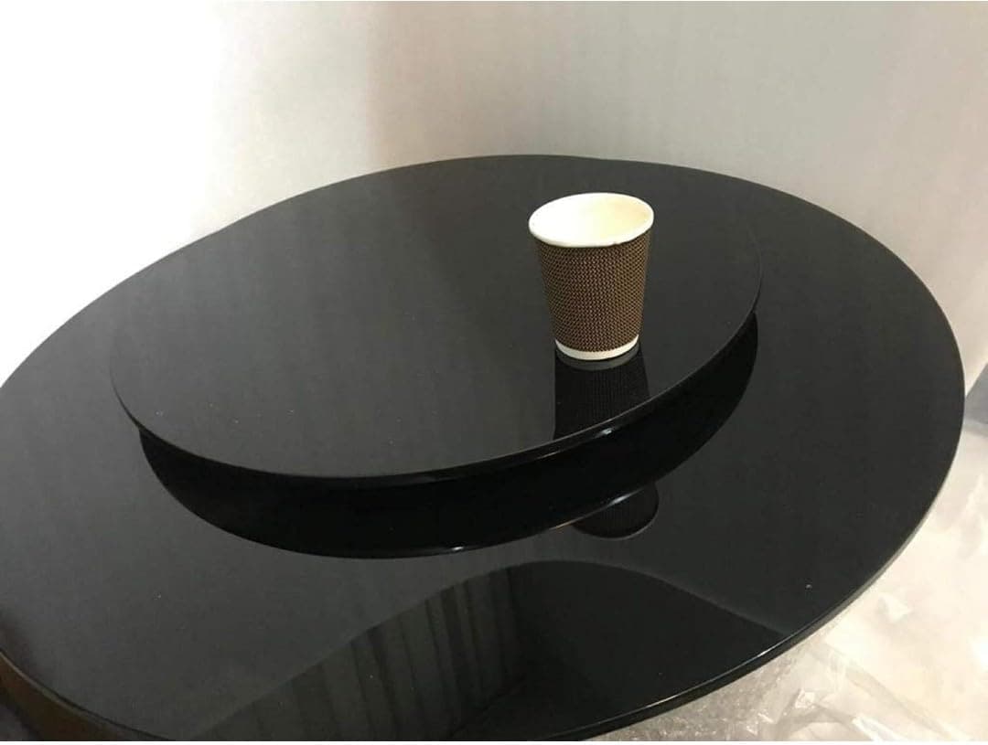 KLM Systems REVOLVING Glass Table TOP in Black (sat) (Black, 15 in)