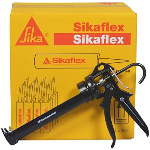 Sikaflex 1A Flexable Non Sag Polyurethane Concrete and Masonry Sealant for Vertical and Horizontal Surfaces, 24 - 10.1 oz Tubes (Full Case), White, with Heavy Duty Pro Caulk Gun