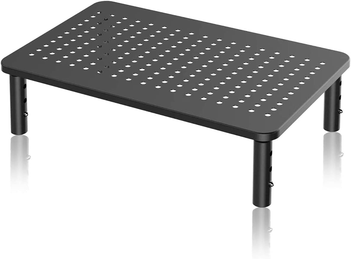 – Computer Monitor Stand Riser, Metal for Laptop, Printer, Notebook and All Flat Screen TV Display with Vented Platform, 3 Height Adjustable Riser MST003