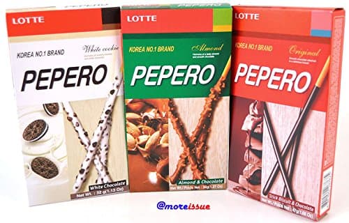 Valentine's Day Lotte Choco Pepero Variety Value 5 packs Combo($2.99 per pack); Original + Almond(2) + White Chocolate(2)