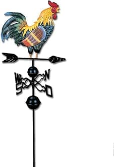 Weather Vane with Rooster Ornament, Cast Iron Wind Vane Weather Vane for Roofs Rooster Weathervane Garden Yard Patio Decor