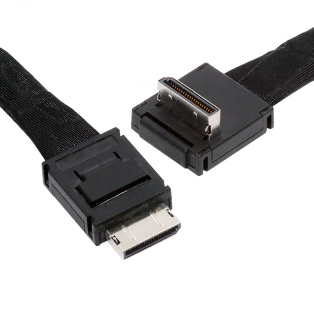 Cable Down Angled 90 Degree OcuLink PCIe 4.0 PCI-Express SFF-8611 4i to SFF-8611 Data Active Cable for eGPU SSD (80cm)