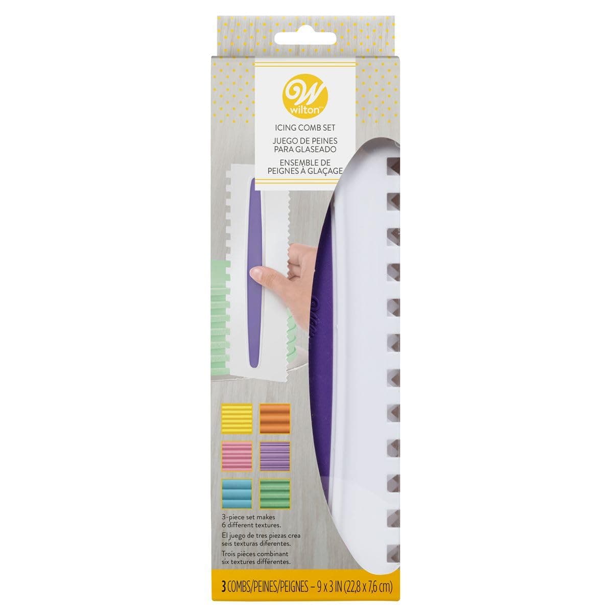 Wilton 417-1154 Icing Smoother Comb Set-3 Piece, White/Purple