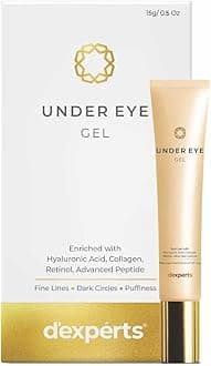 Brinton d’experts Under Eye Gel with Hyaluronic Acid, Collagen, Retinol & Advanced Peptides | Reduces Dark Circles, Puffiness & Fine Lines | Suitable for All Skin Types | 15 g