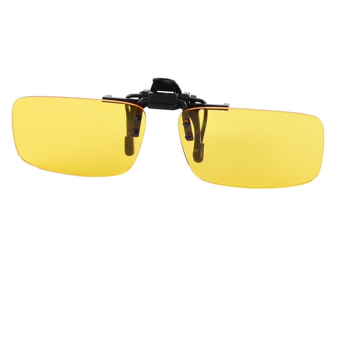 Rectangle Clear Yellow Lens Rimless Clip On Night Vision Driving Glasses