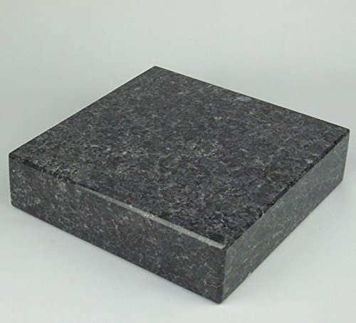 'Designgrab"Lamp and Vase Base Square 20 x 20 x 6 cm Granite Labrador Blue Pearl BP/Labrador Acier/Scandi Argent