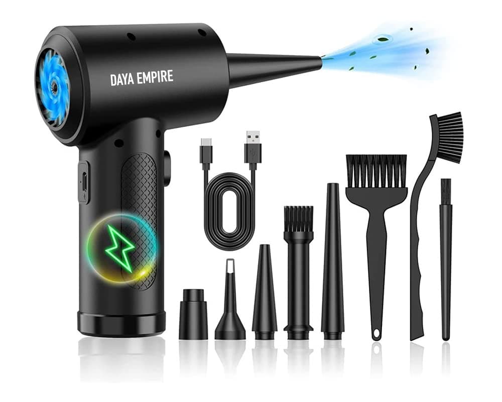 Compressed air Duster - Keyboard Cleaner for Office no Canned Reusable Good Replacement Can Electric 91000RPM Cordless air Duster pc 7600mAh -pc Cleaning air Blower car dusters-Electric Duster (DE2)