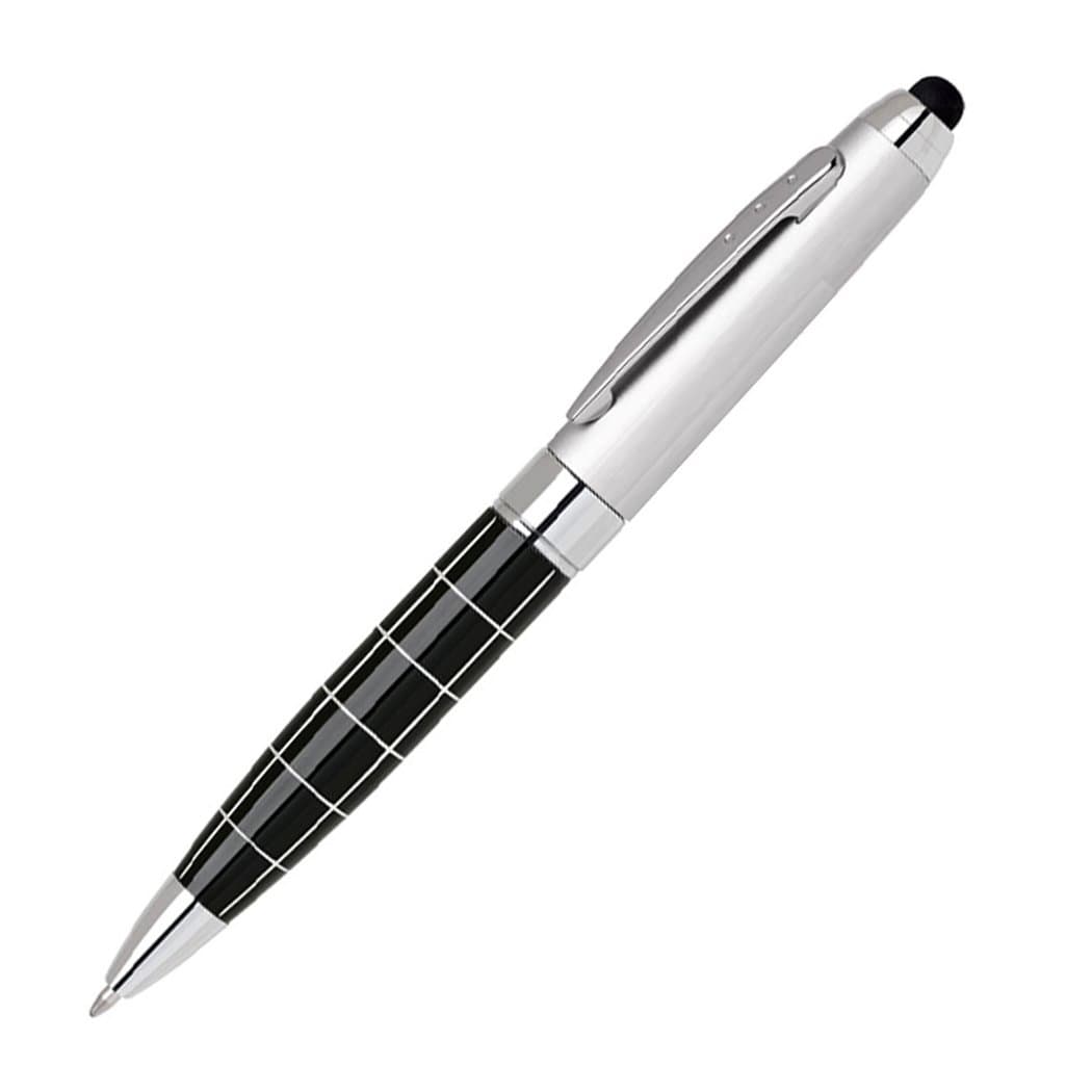 2-in-1 Elegant Design Brass Touch Screen Stylus Ballpoint Pen with Gift Box - Silver and Black for Iphone Ipad and Android Touch Screen Devices