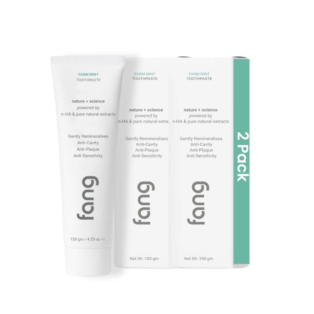 Farm Mint Natural Toothpaste|Fluoride Free Hydroxyapatite|Teeth Whitening|Heals Sensitive Teeth|Fights Cavities,Gum Diseases & Bad Breath | SLS & Chemical Free|Organic & Vegan|2x120g(Pack of 2)