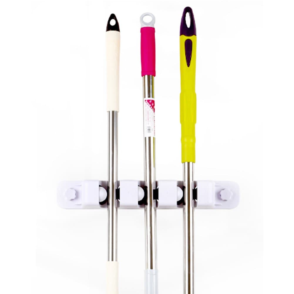 XJAMUS Mop and Broom Holder Gadget Storage Rack Hook Wall Mounted Organizer for Home Garden Tool Shelving (3 Position 4 Hook)