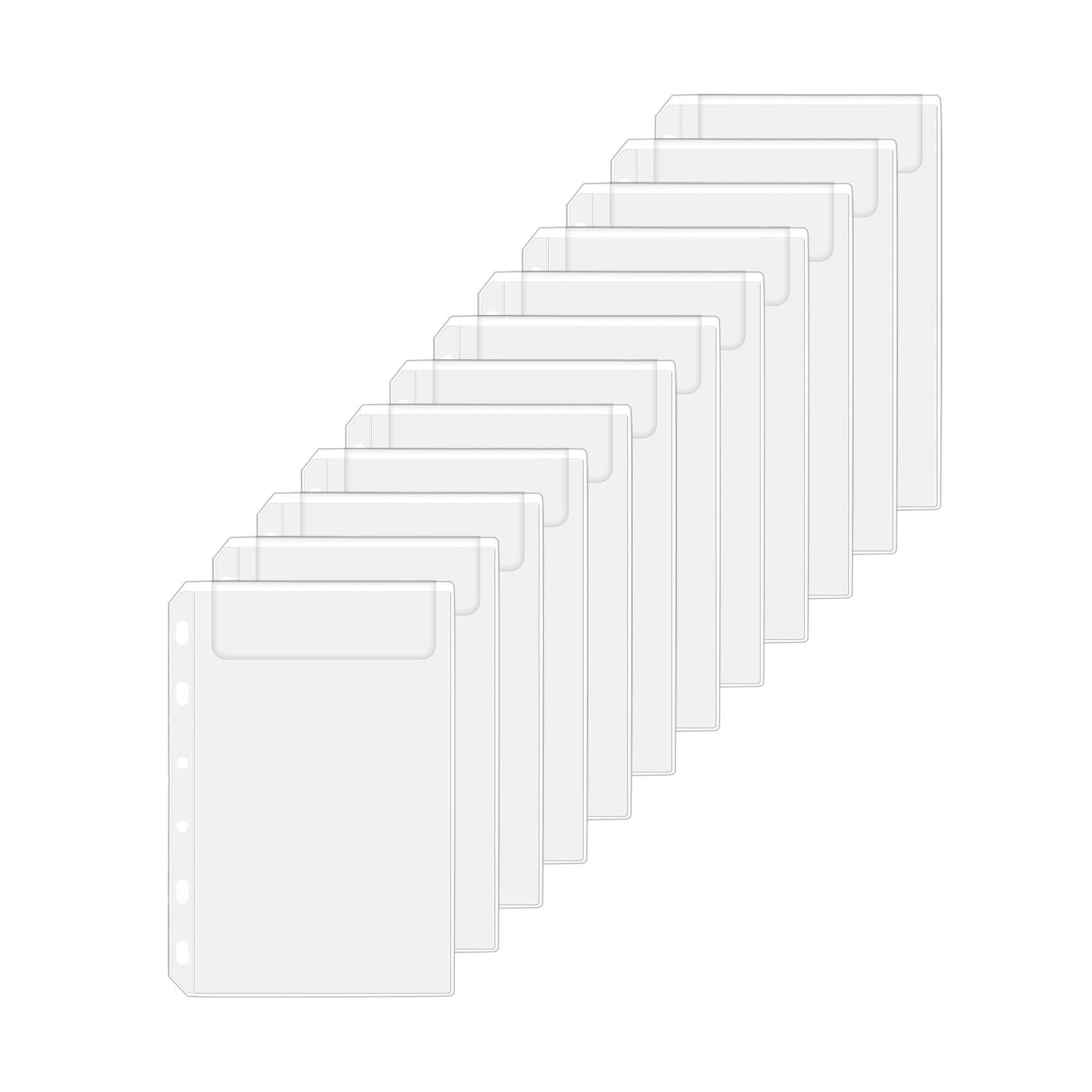 Antner 12PCS A7 Mini Binder Pockets 6-Hole No Zipper Budget Cash Envelopes Money Organizer for A7 6 Ring Binder Wallet, Clear Zipless Cash Stuffing Envelopes Planner Inserts Loose Leaf Filling Bags