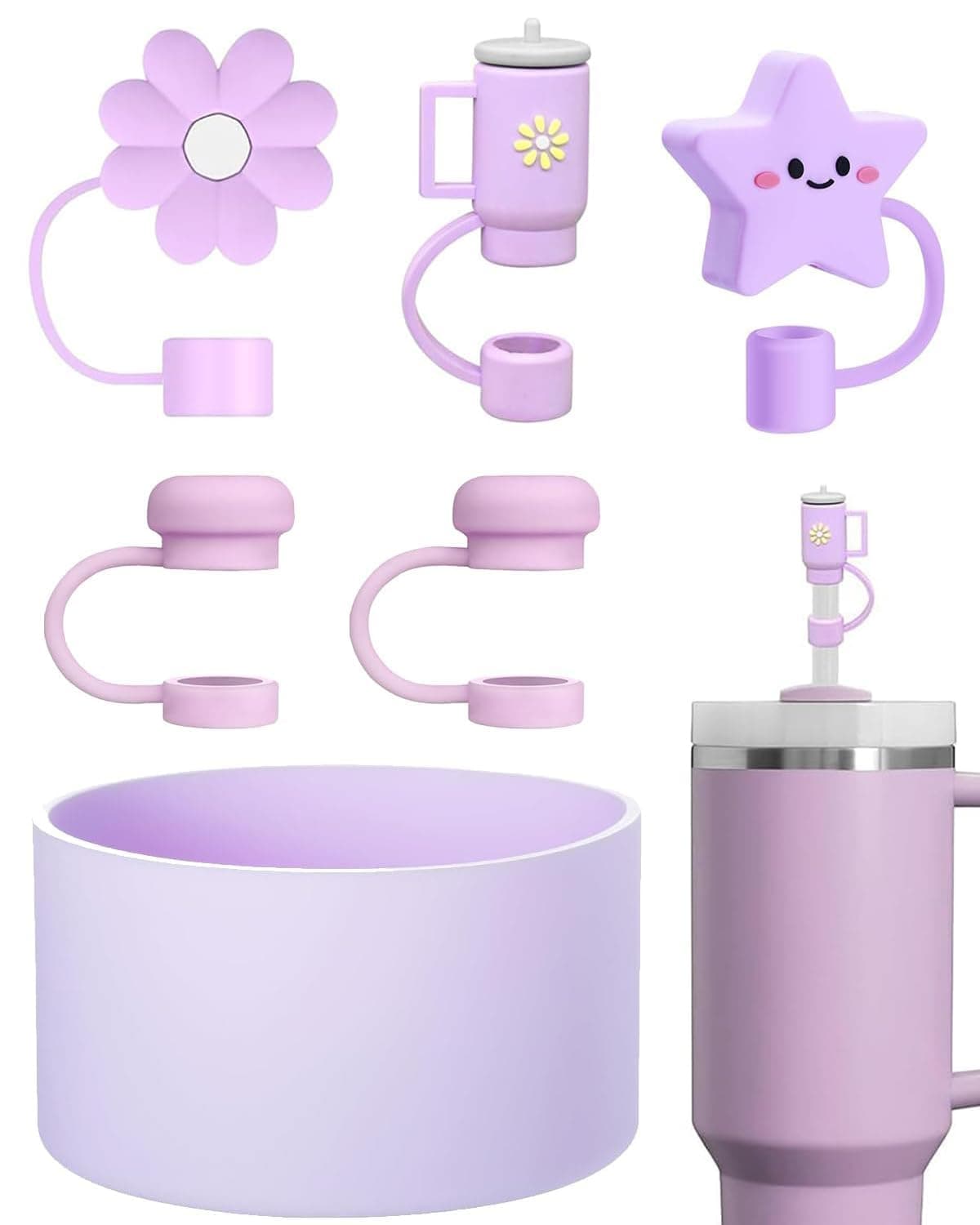 6 PCS for Stanley Cup Accessories, for Stanley Straw Cover, for Stanley Cup Straw Cover, Creative Straw Topper Stopper Cover Cap, Tips Lids Protectors (Cups Not Included)