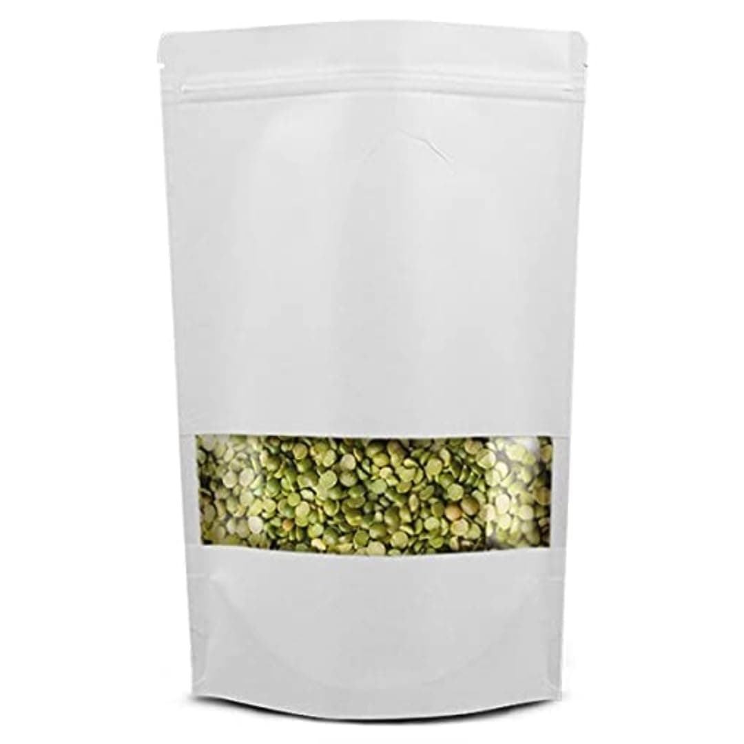 Adaamya® - 400 Gm - 50 Pcs - Matt White Reusable & Zip Lock Food Grade Stand Up Pouch (Size - 15 X 22 CM) Pouch Bags for Multi-Purpose Storage (400 Gm)