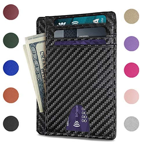 Slim Minimalist Wallet Men Front Pocket RFID Blocking Leather Skinny Wallets