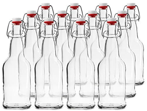 EZ Cap Bottles - 16 oz Clear Swing Top (Qty 12)