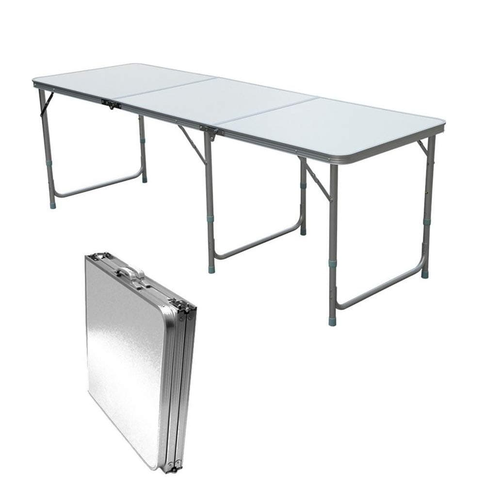 QITAO® 6FT Aluminium Folding Table Car Boot Stall Buffet/Wedding/Garden/Street Party In/Out Door/Market/Fete/Fair Foldaway