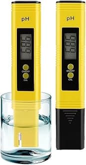 PH Meter for Water Hydroponics Digital PH Tester Pen 0.01 High Accuracy Pocket Size with 0-14 PH Measurement Range for Household Drinking, Pool and Aquarium (2, Yellow, Normal)