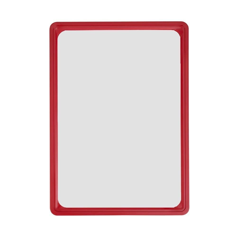 VKF Renzel Acrylic Mirror With Coloured Shatterproof Frame & Fixings A4 for Kids Bedrooms (Red)